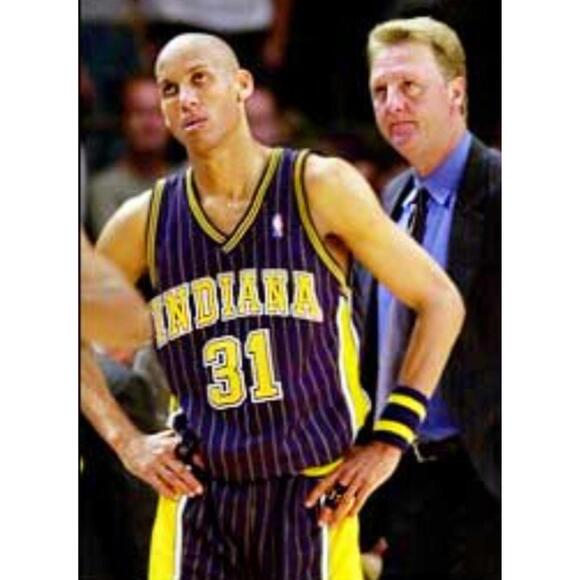 Reggie Miller-Adidas-Pacers-Jersey-Blue/Yellow-Used-XL-$85 - Picture 4 of 9